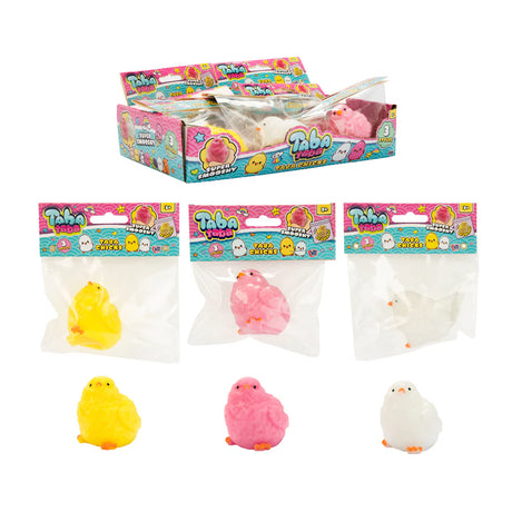 Taba Taba Taba Chicks squishy sensory toy all three colours: yellow, pink, white