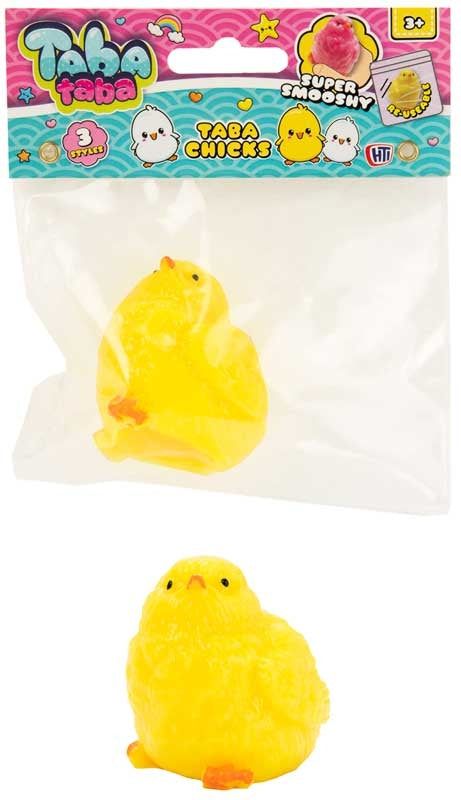 Taba Taba Taba Chicks yellow smooshy squishy chick sensory toy in packaging