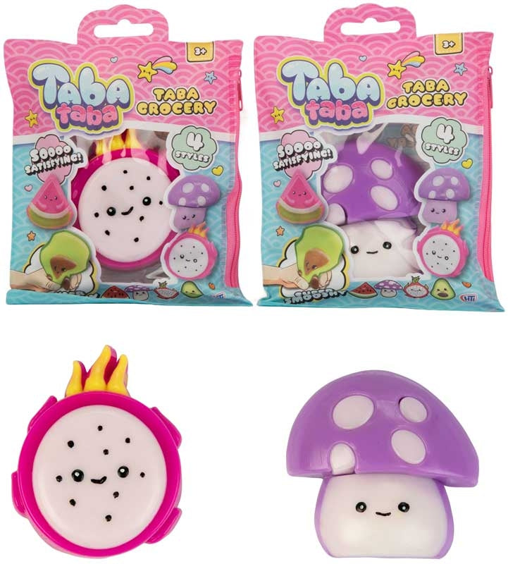 Taba Taba Taba Grocery dragon fruit and mushroom squishy sensory toys with packaging