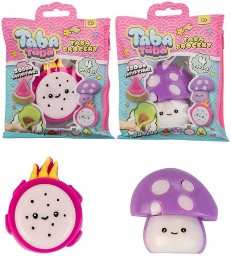 Taba Taba Taba Grocery dragon fruit and mushroom squishy sensory toys with packaging