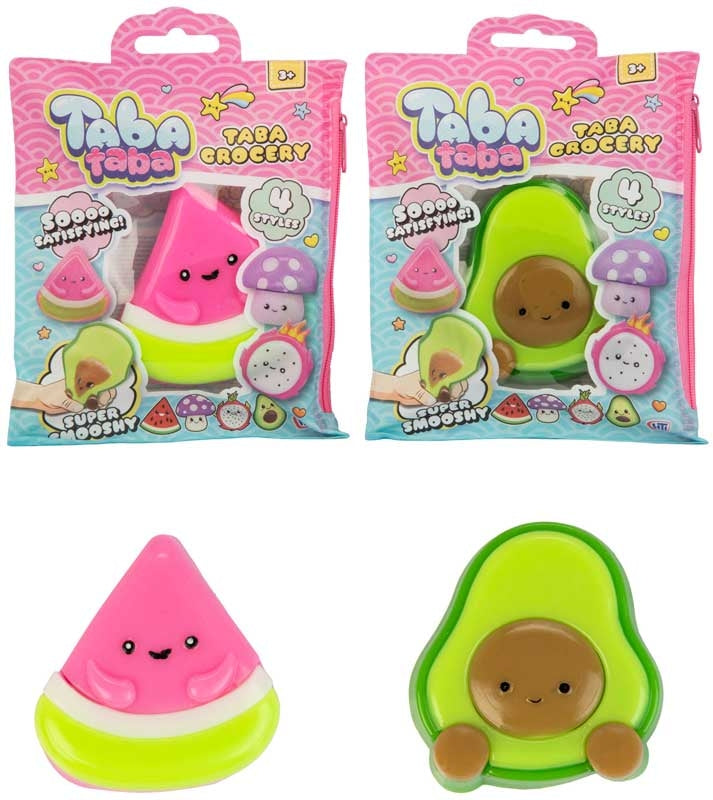 Taba Taba Taba Grocery watermelon and avocado squishy sensory toys with packaging