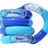Blue tones Tangle Classic fidget toy coiled into its resting spiral shape with glitter segment detail