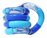 Blue tones Tangle Classic fidget toy coiled into its resting spiral shape with glitter segment detail