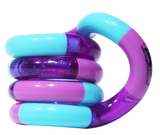 Purple and teal Tangle Classic fidget toy coiled into its resting spiral shape
