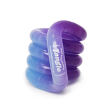 Blue to purple Tangle Jr. Bubblegum colour-changing twisty fidget toy coiled into a stack