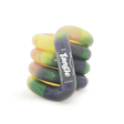 Yellow, green and charcoal marbled Tangle Jr. Pebbles colour-changing fidget toy coiled into a stack