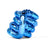 Blue textured metallic Tangle Jr. fidget toy coiled into its resting spiral shape showing ridged chrome surface