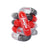 Red and grey Tangle Jr Textured fidget toy coiled on white background