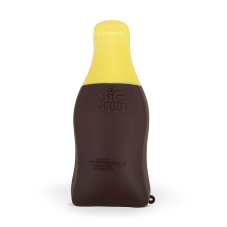 Back of The Big Squij giant cola bottle squishy showing embossed logo and yellow top