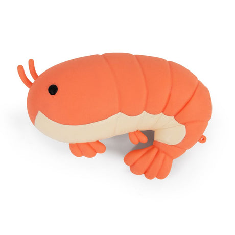 The Big Squij jumbo shrimp squishy toy with segmented body, antennae and fan tail