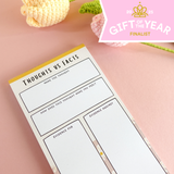 Thoughts vs Facts CBT notepad, yellow mustard, 2025 Gift of the Year finalist