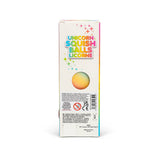Back of Unicorn Squish Balls box showing product name and window cutout displaying one ball