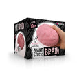 Pink stress ball in a black and white box packaging with 'Giant Stress Brain' text.