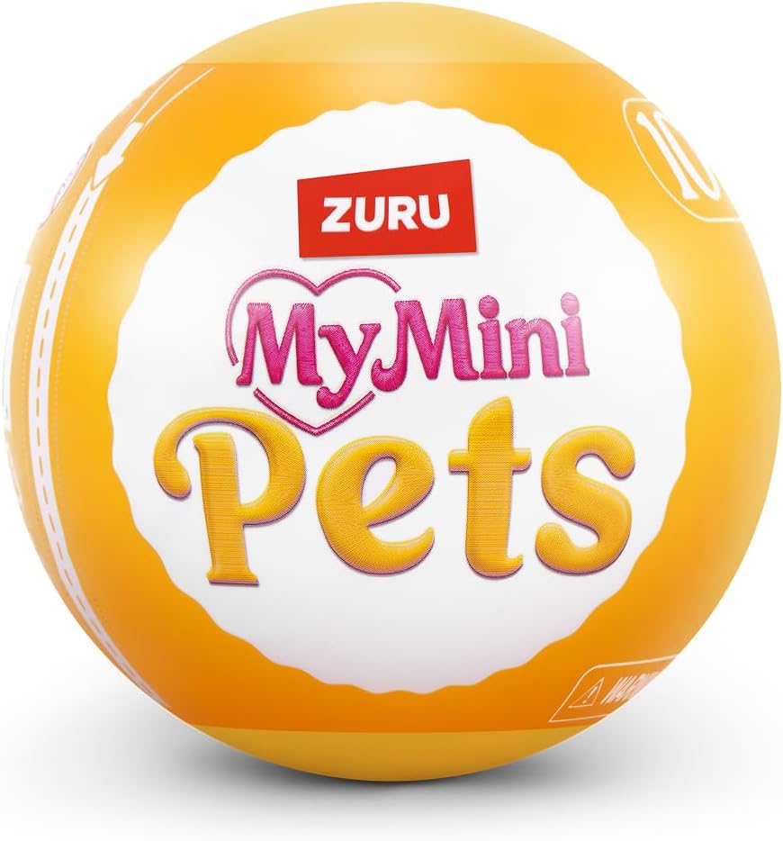 Front of Zuru My Mini Pets orange mystery capsule with pink and gold logo