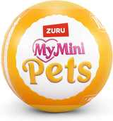 Front of Zuru My Mini Pets orange mystery capsule with pink and gold logo