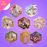Seven collectible Kawaii Kitties sticker mosaic scenes including a rare cinema design